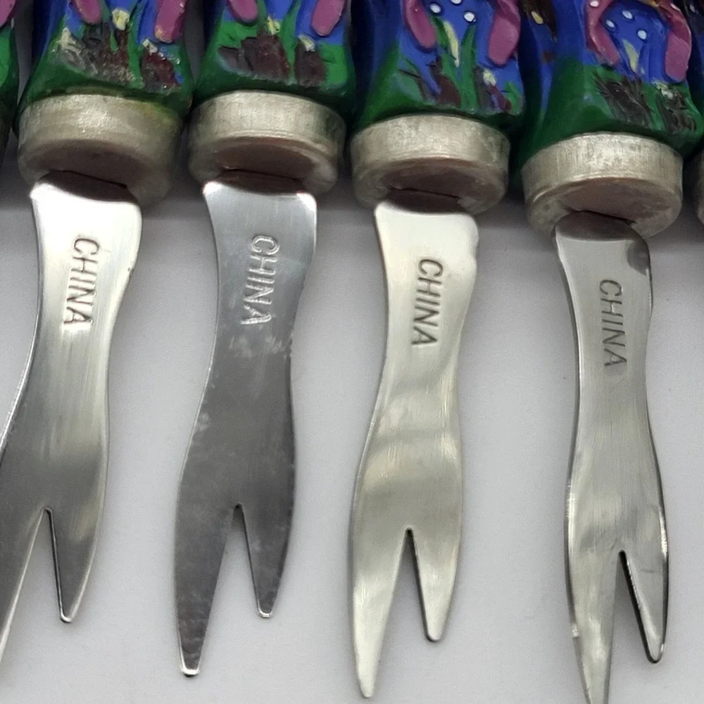 Appetizer Forks Novelty Flip Flops, Palm Trees & Fish Summer Cocktail Set Of 8